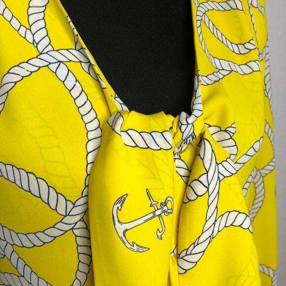 Cabi yellow and white anchor rope print tie front top size Medium #5707 - Picture 5 of 15